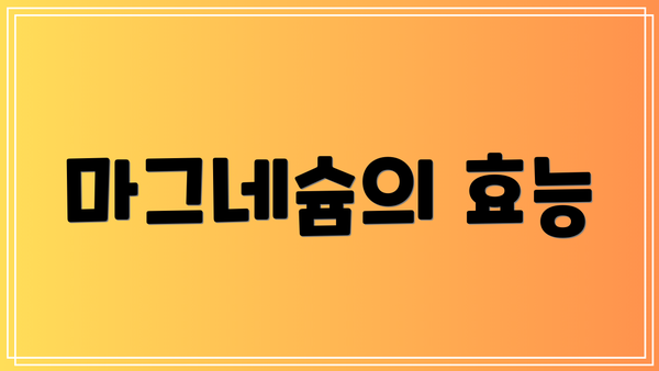 마그네슘의 효능