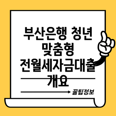 부산은행 청년 맞춤형 전월세자금대출 개요