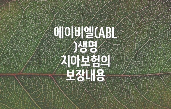 에이비엘(ABL)생명 치아보험의 보장내용