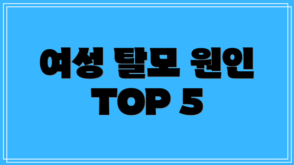 여성 탈모 원인 TOP 5