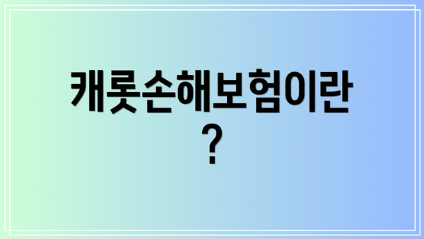 캐롯손해보험이란?