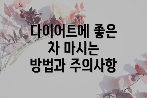 다이어트에 좋은 차 마시는 방법과 주의사항