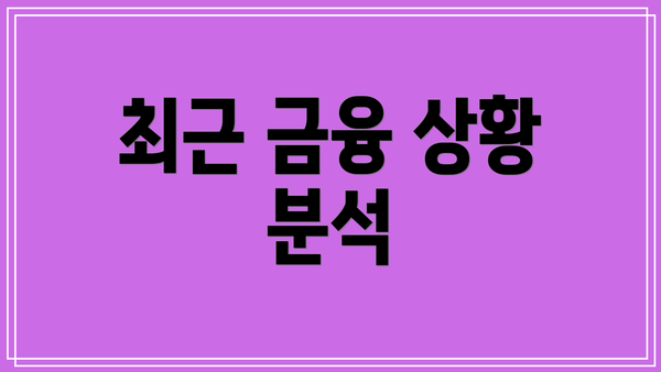 최근 금융 상황 분석