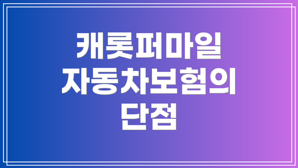 캐롯퍼마일 자동차보험의 단점