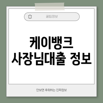 케이뱅크 사장님대출 정보