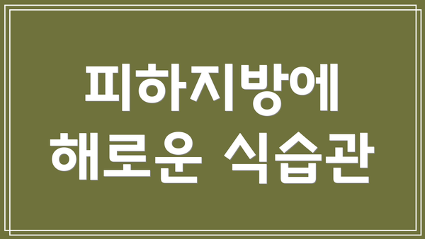 피하지방에 해로운 식습관