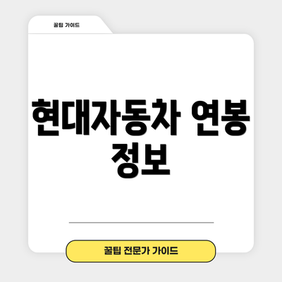 현대자동차 연봉 정보