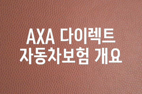 AXA 다이렉트 자동차보험 개요