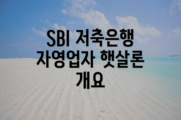 SBI 저축은행 자영업자 햇살론 개요
