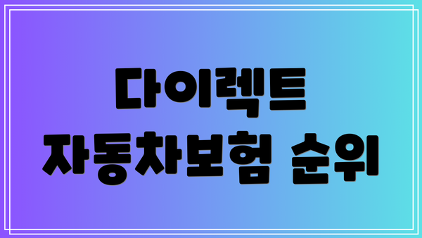 다이렉트 자동차보험 순위