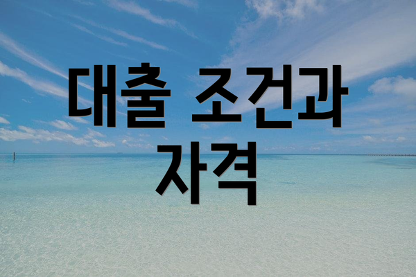 대출 조건과 자격