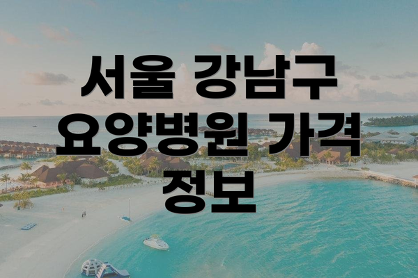 서울 강남구 요양병원 가격 정보
