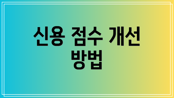 신용 점수 개선 방법