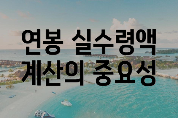 연봉 실수령액 계산의 중요성