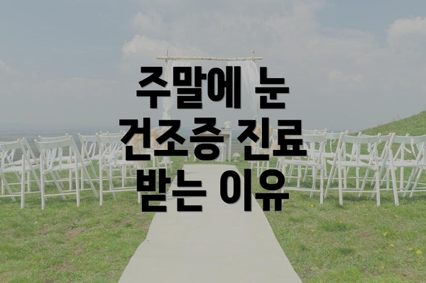 주말에 눈 건조증 진료 받는 이유