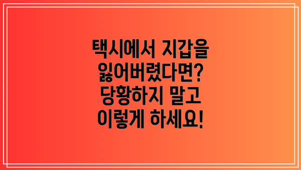 택시에서 지갑을 잃어버렸다면? 당황하지 말고 이렇게 하세요!