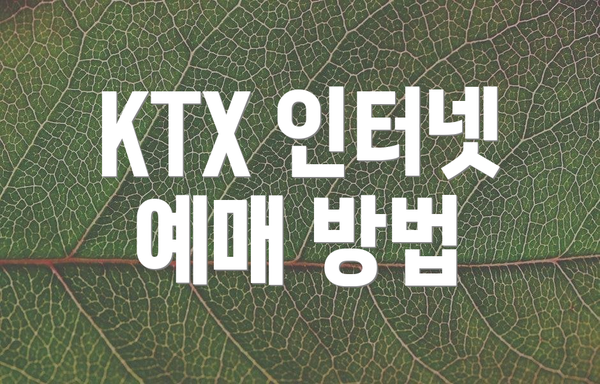 KTX 인터넷 예매 방법